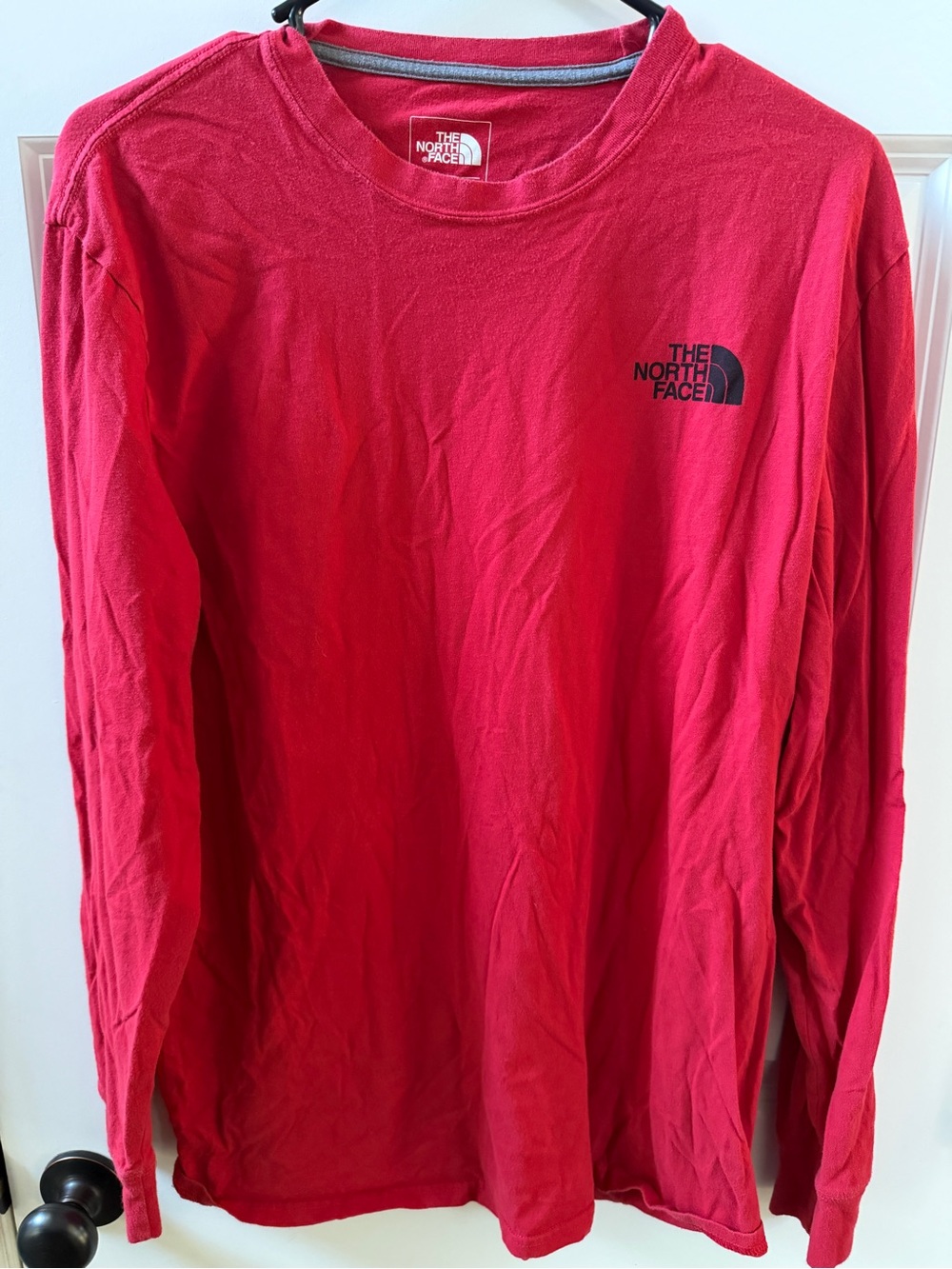 The North Face Men's Red Long-Sleeve Logo Tee